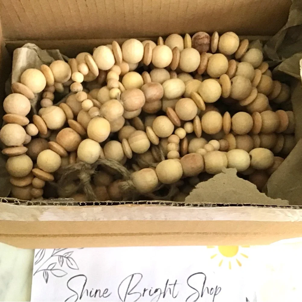 Pottery Barn Wooden Garland 72” New With Tag